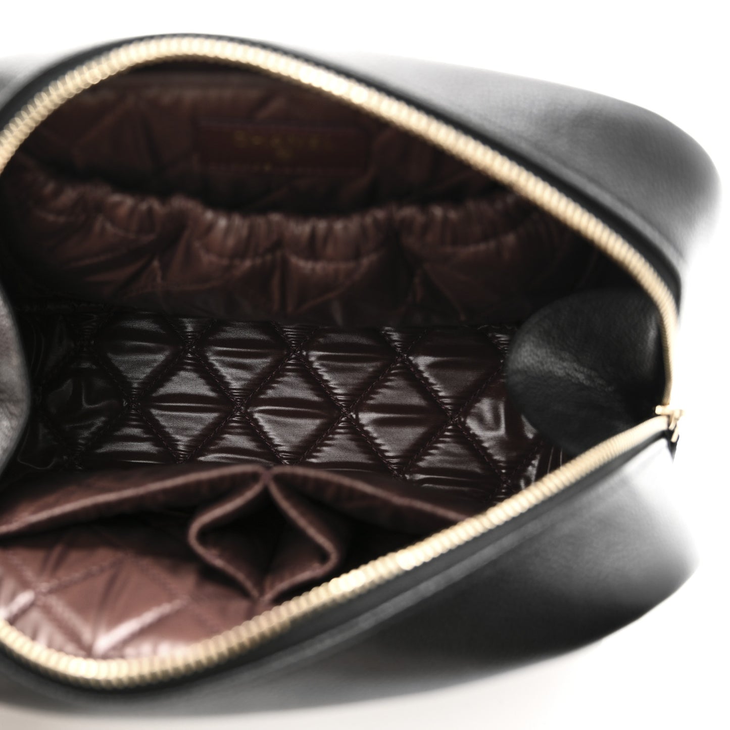 Caviar Quilted Medium Curvy Pouch Cosmetic Case Black