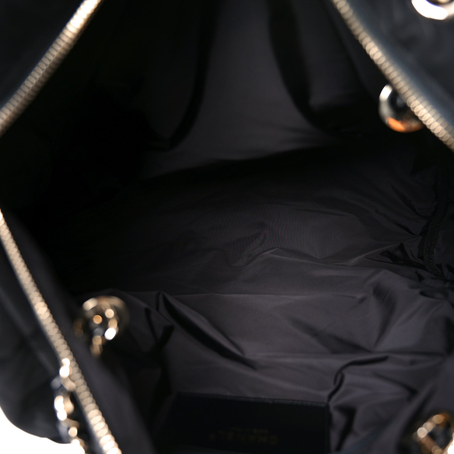 Nylon Velvet Effect Quilted Maxi Bowling Bag Black
