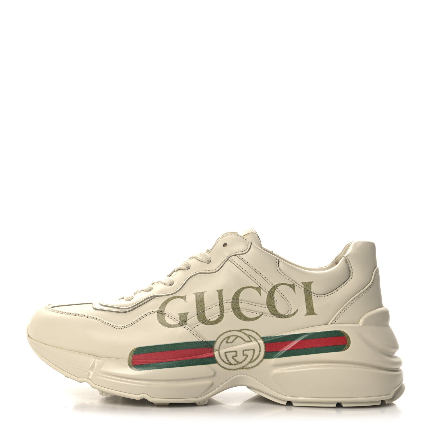 Gucci Calfskin Logo Womens Rhyton Sneakers 39 Ivory 1 of 9