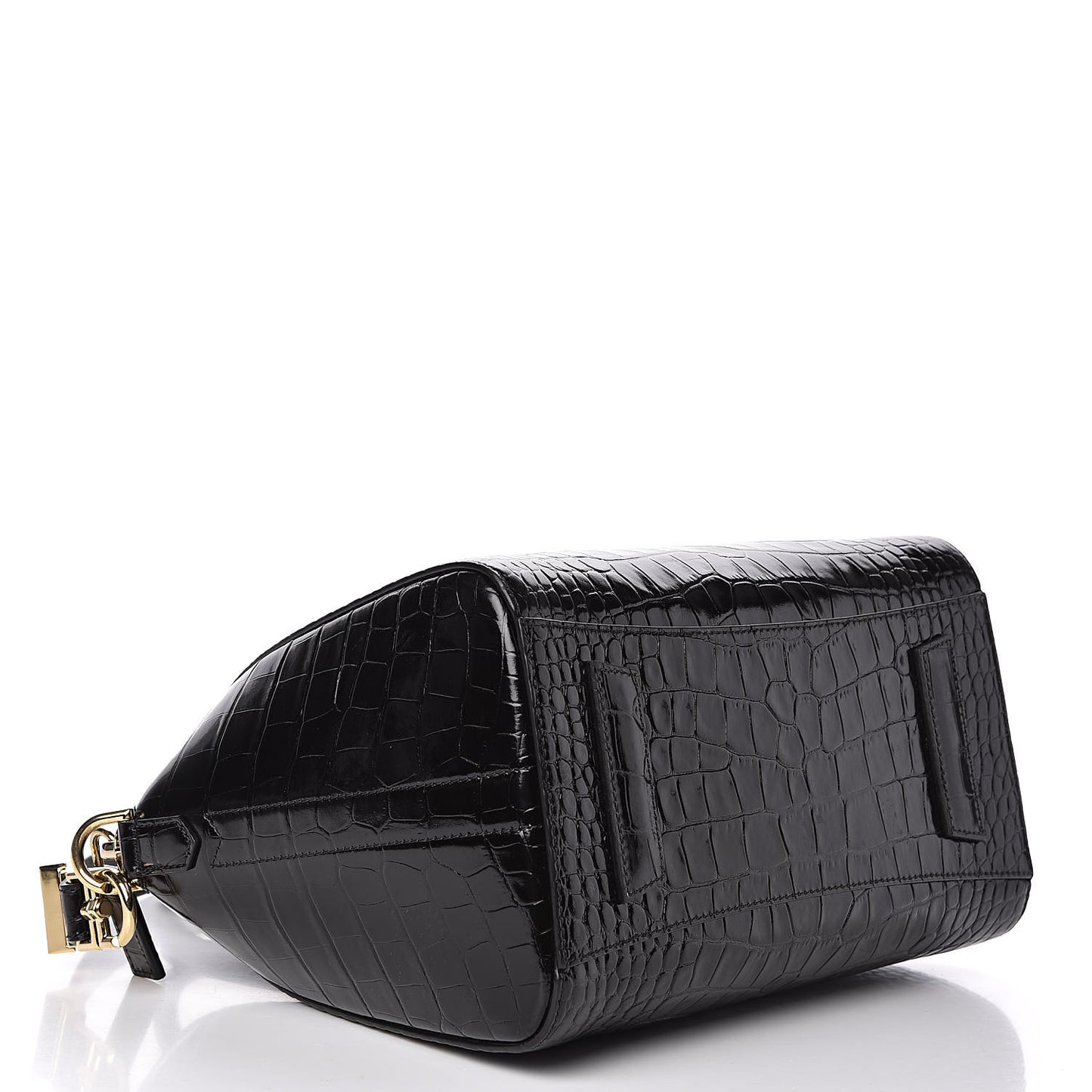 Calfskin Crocodile Embossed Small Antigona Black