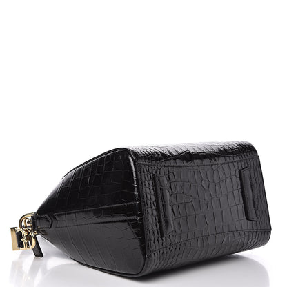 Givenchy Calfskin Crocodile Embossed Small Antigona Black 4 of 13