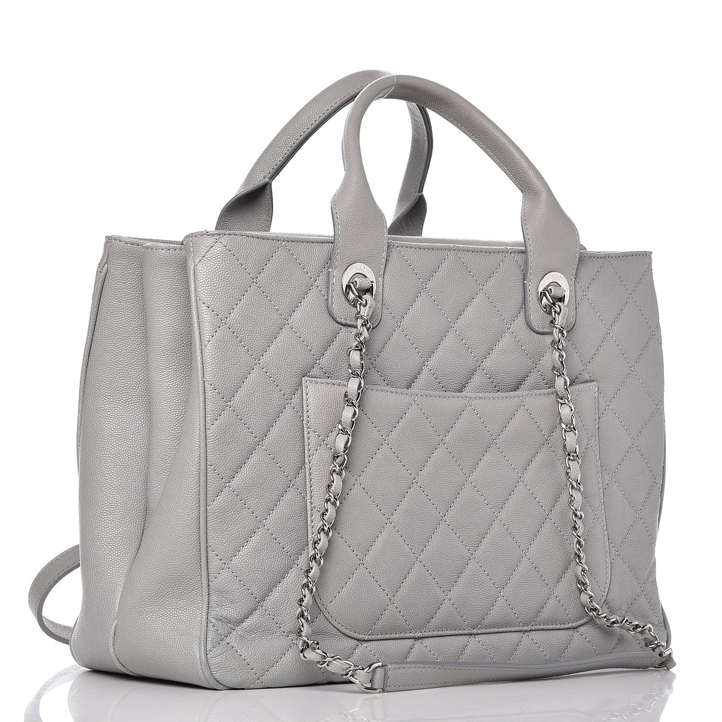 Caviar Quilted Large Urban Companion Top Handle Shopping Tote Grey