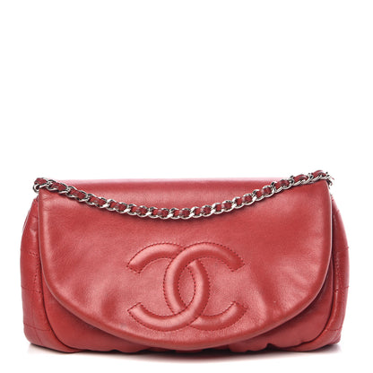 Chanel Lambskin Half Moon Wallet On Chain WOC Red 1 of 17