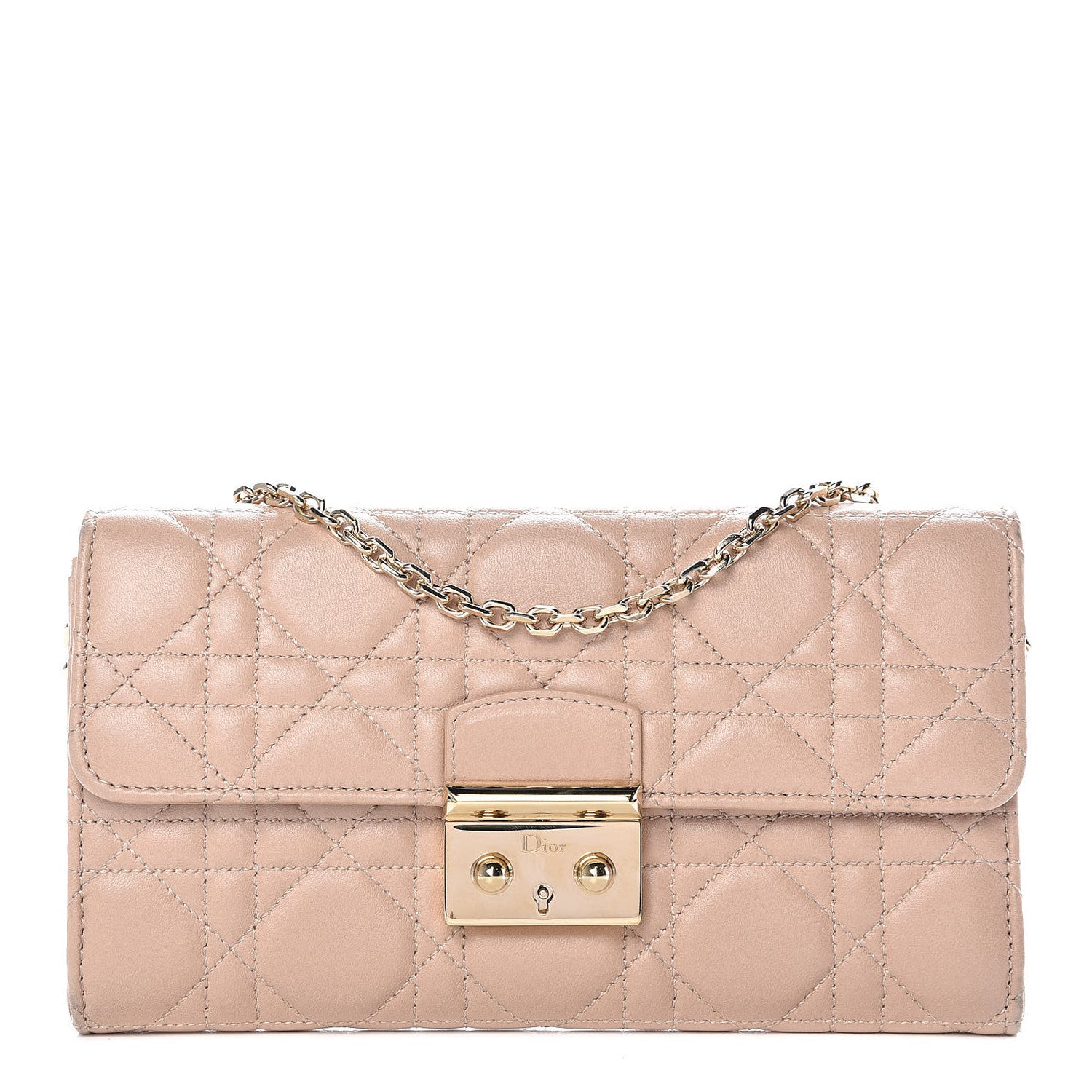 Christian Dior Lambskin Cannage Rendezvous Wallet Nude 1 of 9
