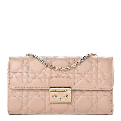 Christian Dior Lambskin Cannage Rendezvous Wallet Nude 1 of 9