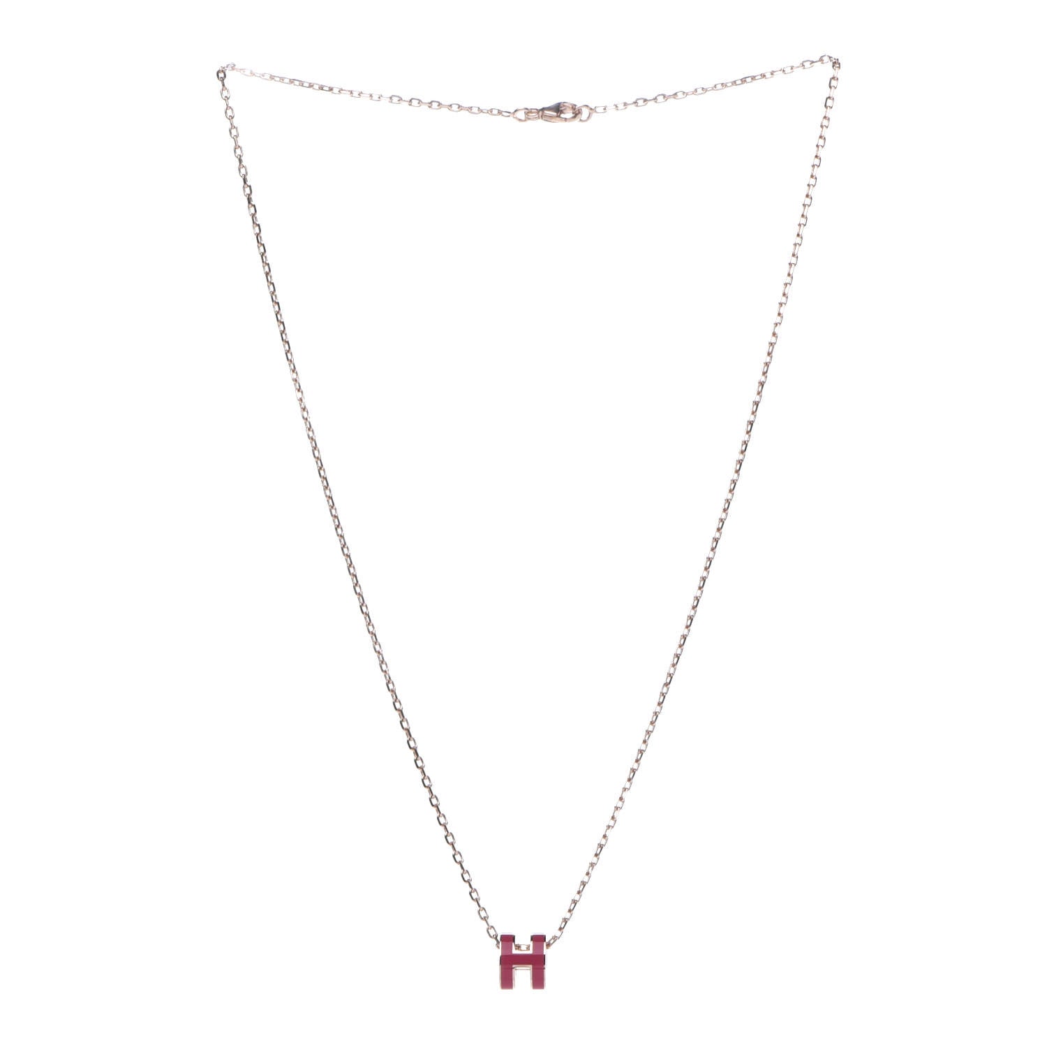 Hermes Lacquered Rose Gold Mini Pop H Pendant Necklace Rose Extreme 3 of 7