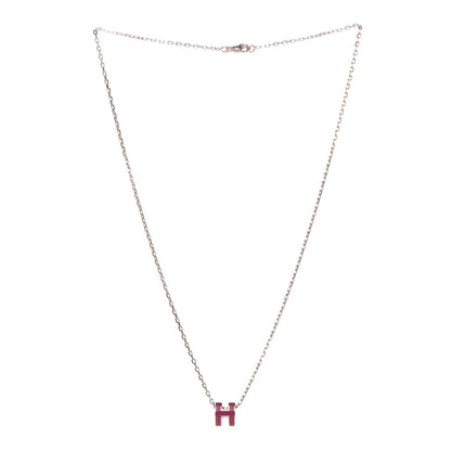 Hermes Lacquered Rose Gold Mini Pop H Pendant Necklace Rose Extreme 3 of 7
