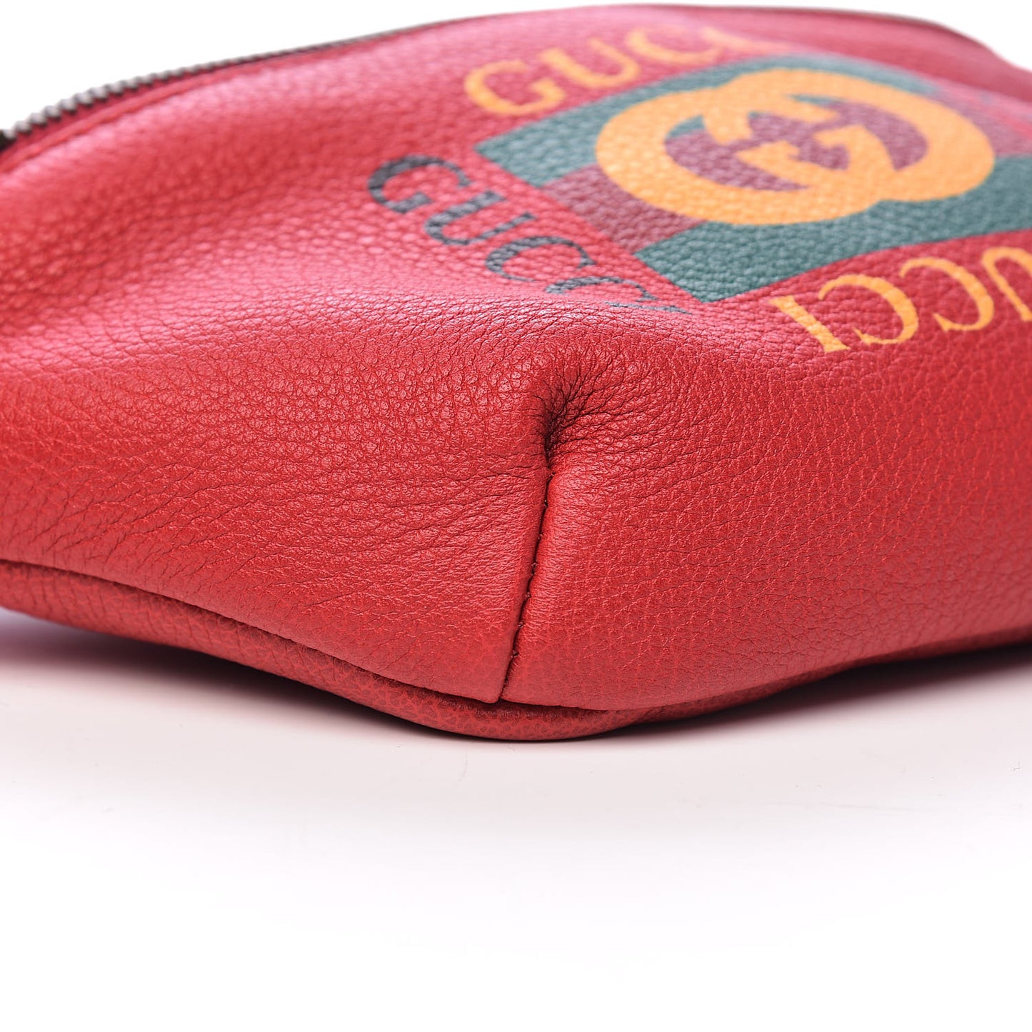 Grained Calfskin Small Logo Belt Bag Hibiscus Red