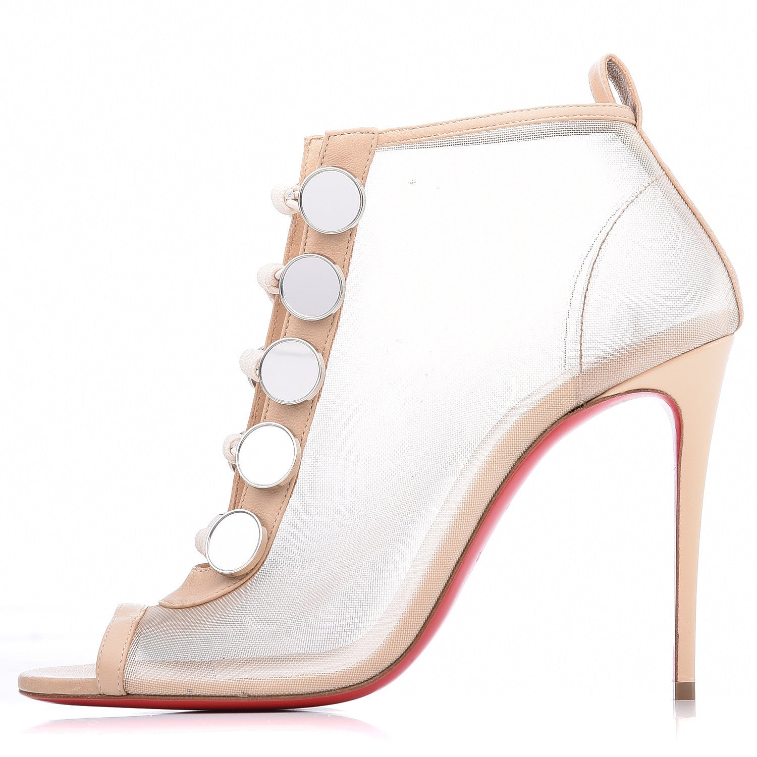 Christian Louboutin Mesh Nappa Marikate 100 Ankle Boots 39.5 Nude 1 of 7