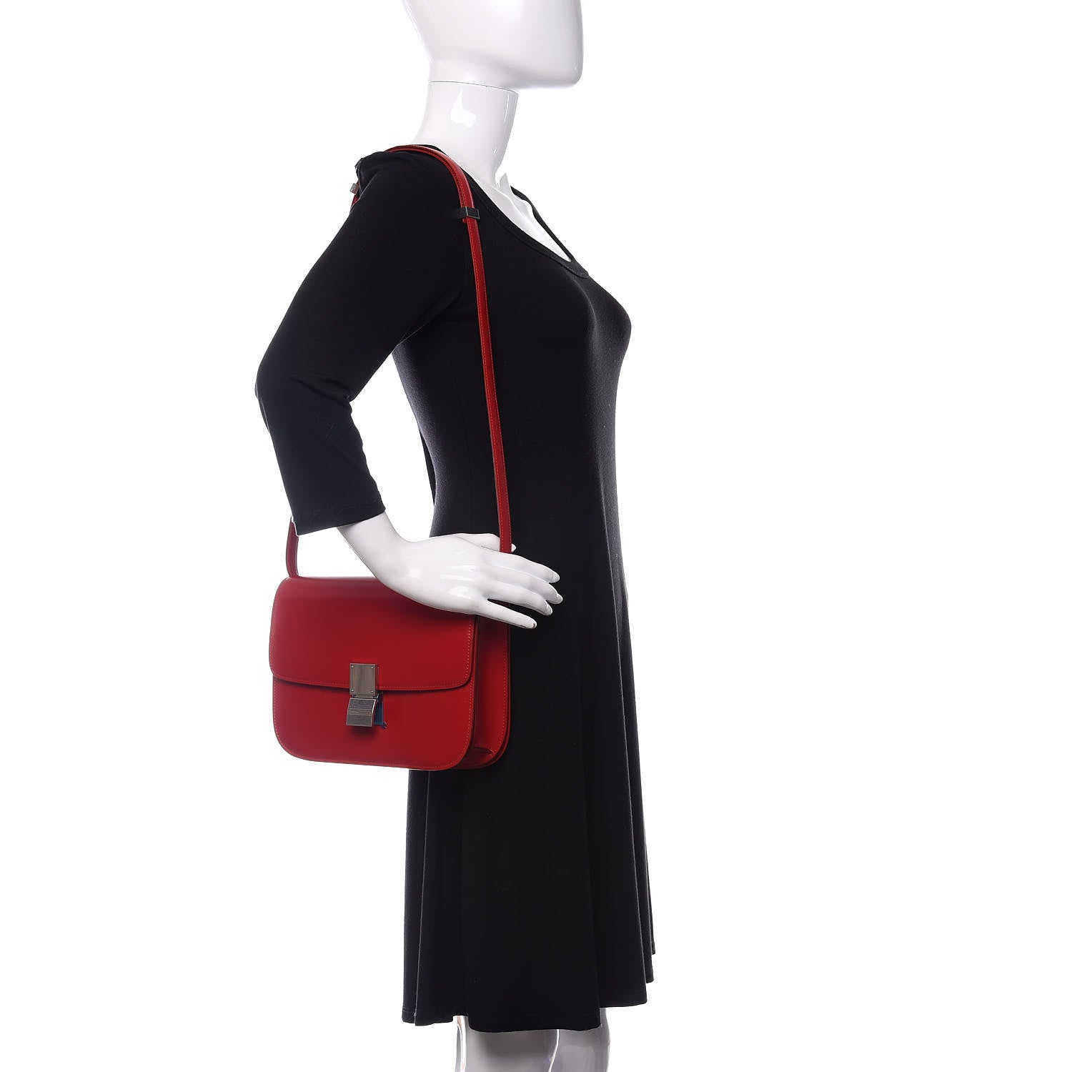 Celine Box Calfskin Medium Classic Box Flap Bag Red 2 of 14