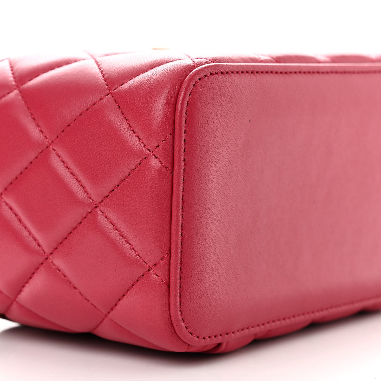 Chanel Lambskin Quilted Small Top Handle Vanity Case With Chain Dark Pink 9 of 11