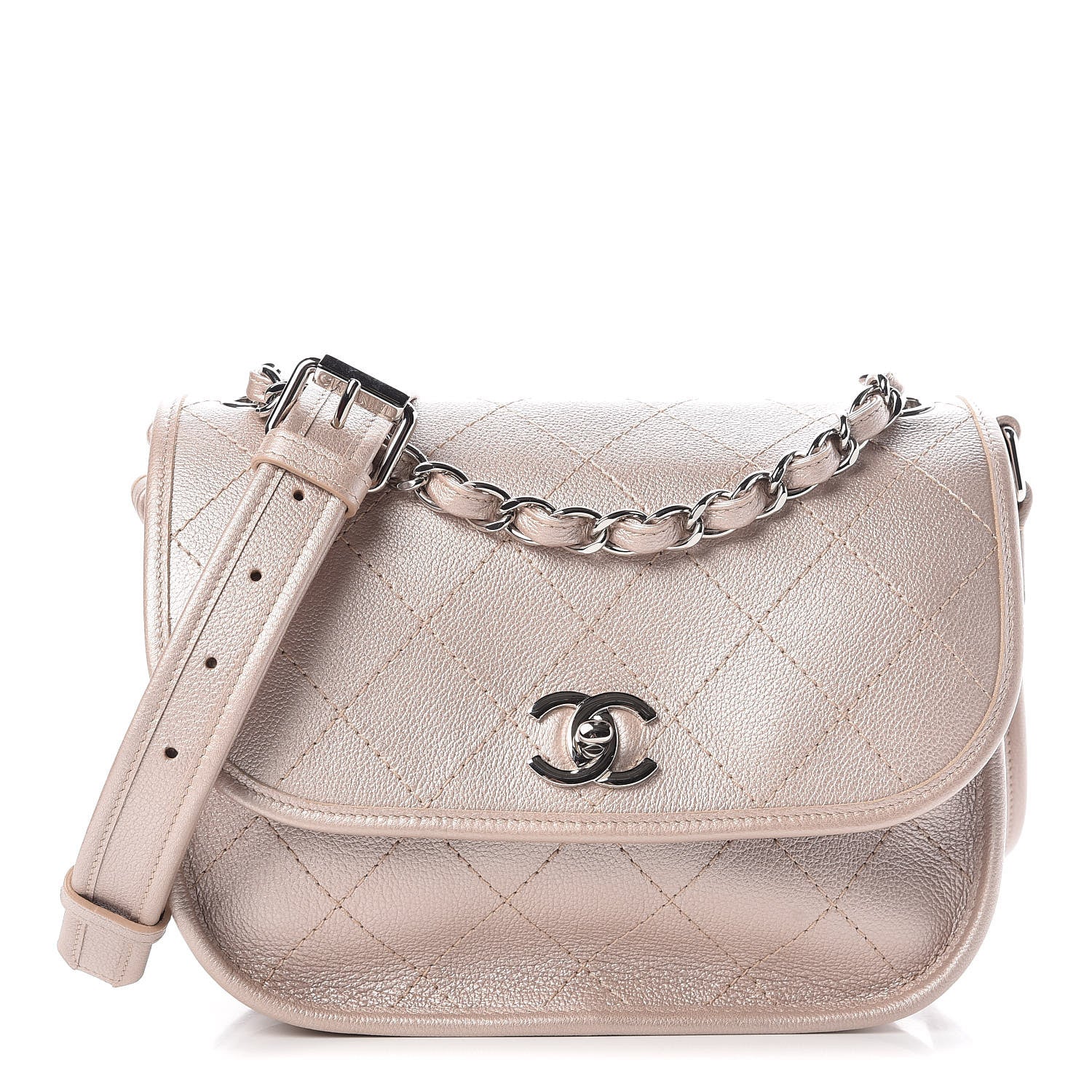 Chanel Metallic Calfskin Quilted Jungle Stroll Messenger Bag Gold 1 of 8