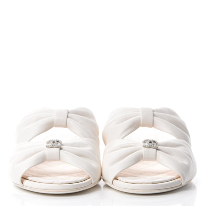 Chanel Lambskin Pearl Bow CC Flat Sandals 36.5 White 2 of 9