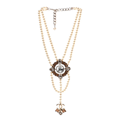 Chanel Baguette Crystal Resin Pearl CC Multi Strand Necklace Gold 3 of 7