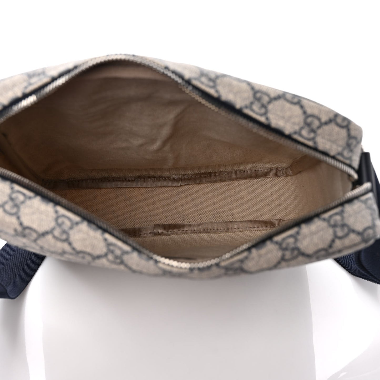 GG Plus Monogram Selleria Calfskin Medium Messenger Bag Beige Blue
