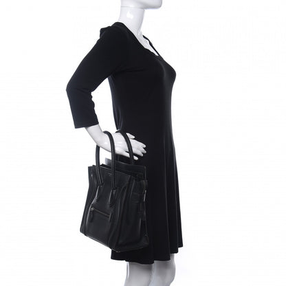 Celine Drummed Calfskin Micro Luggage Black 2 of 8