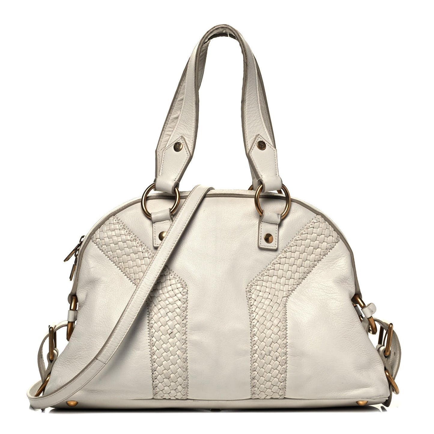 Calfskin Woven Large Muse White