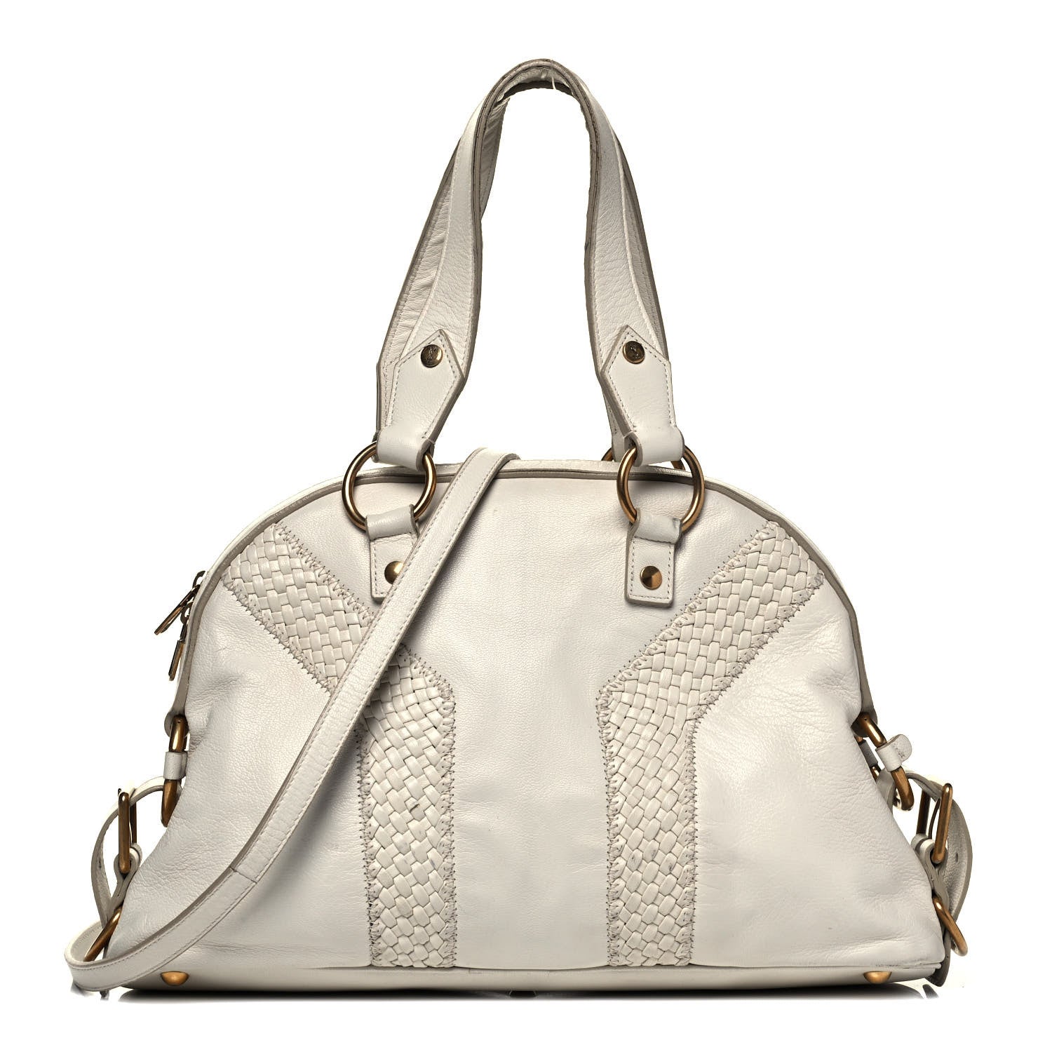 Saint Laurent Calfskin Woven Large Muse White 1 of 16