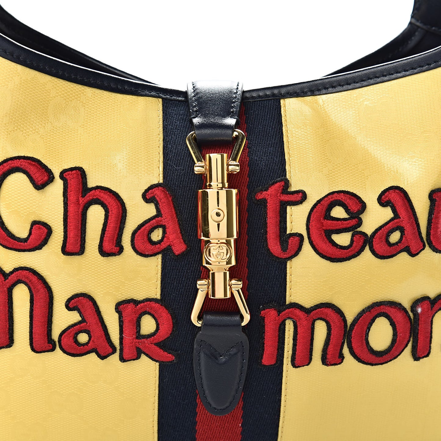 Crystal Monogram Chateau Marmont Medium Jackie O Hobo Straw Yellow Blue