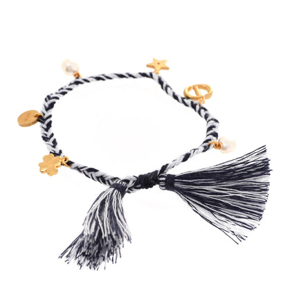 Christian Dior Woven Cotton J'Adior Charm Bracelet Blue 3 of 4