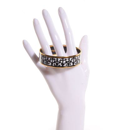 Hermes Enamel Printed Wide Balcons du Guadalquivir Bracelet 70 Black 2 of 5