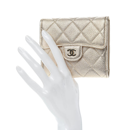 Chanel Metallic Lambskin Quilted Compact Flap Wallet Gold 2 of 9