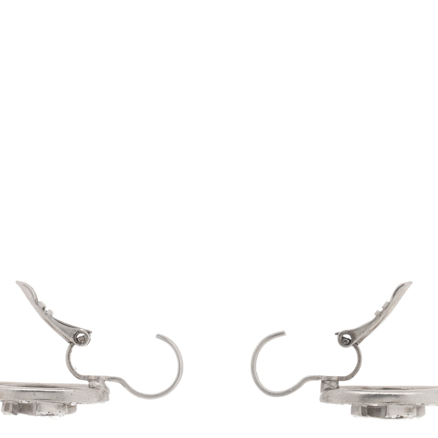 Chanel Pearl Crystal Oval CC Drop Earrings Silver 3 of 4