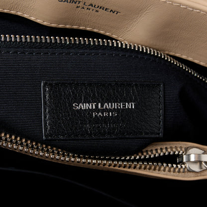 Saint Laurent Calfskin Y Quilted Monogram Medium Loulou Satchel Dark Beige 7 of 11