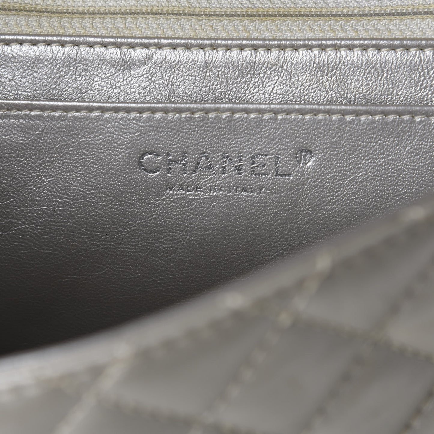 Metallic Calfskin Quilted 2.55 Reissue Clutch Silver