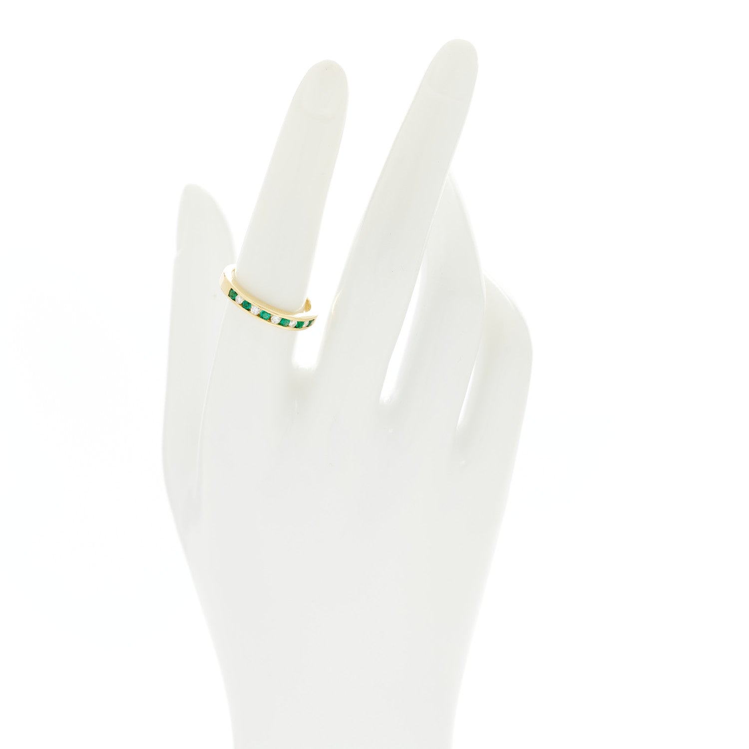 Tiffany 18K Yellow Gold Diamond Emerald Channel-Set Band Ring 54 7 2 of 4