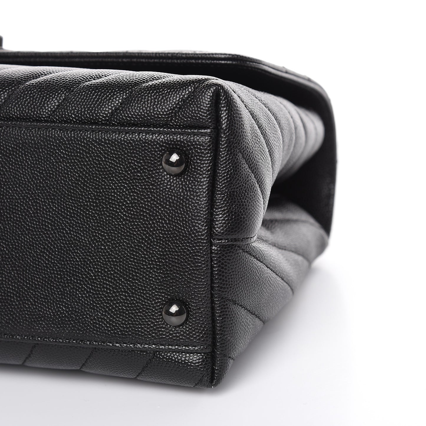 Caviar Chevron Quilted Small Coco Handle Flap So Black