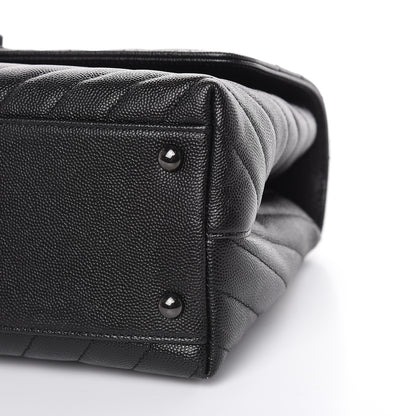 Chanel Caviar Chevron Quilted Small Coco Handle Flap So Black 10 of 10