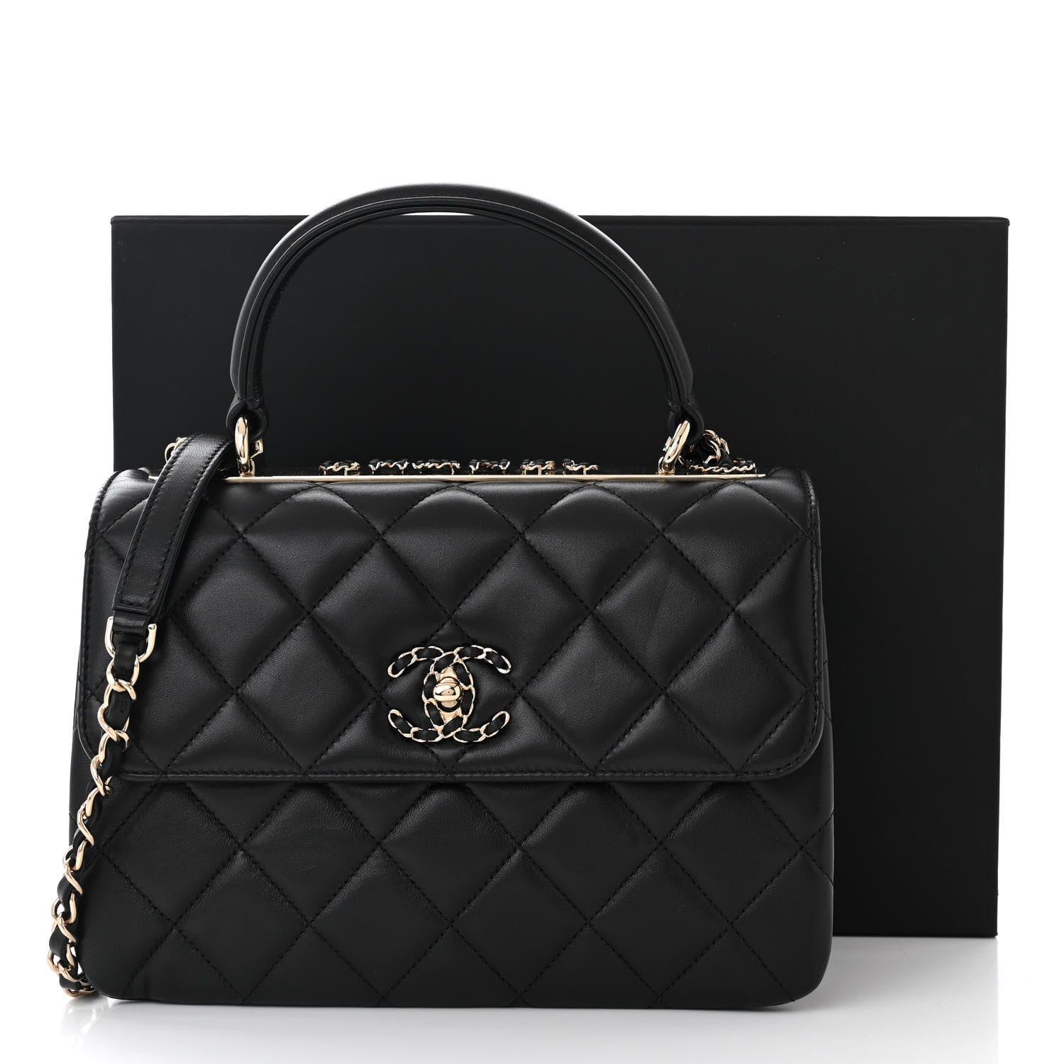 Chanel Lambskin Quilted Small Trendy CC Chain Dual Handle Flap Bag Black 12 of 12