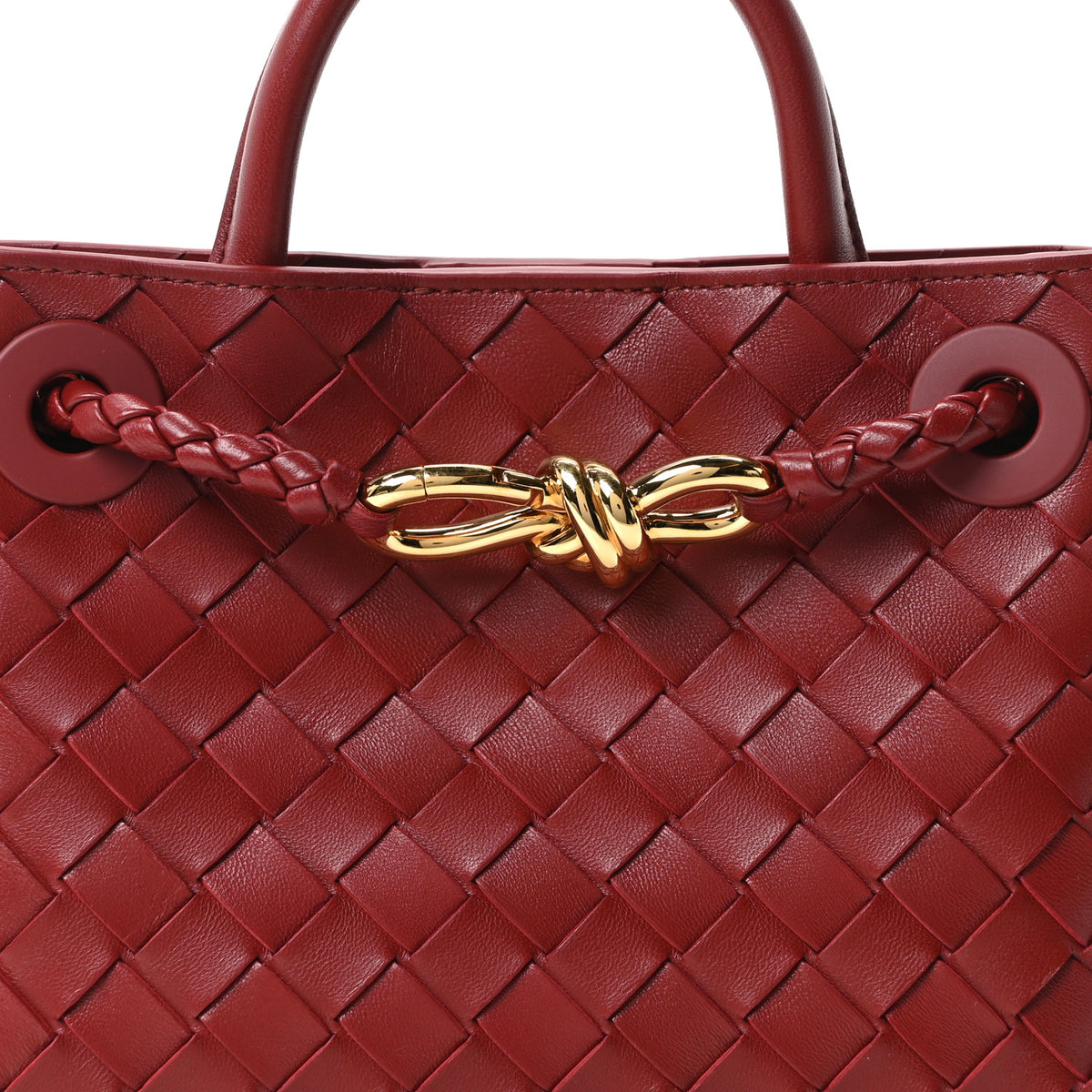 Nappa Intrecciato Mini Andiamo Shoulder Bag Lava Red