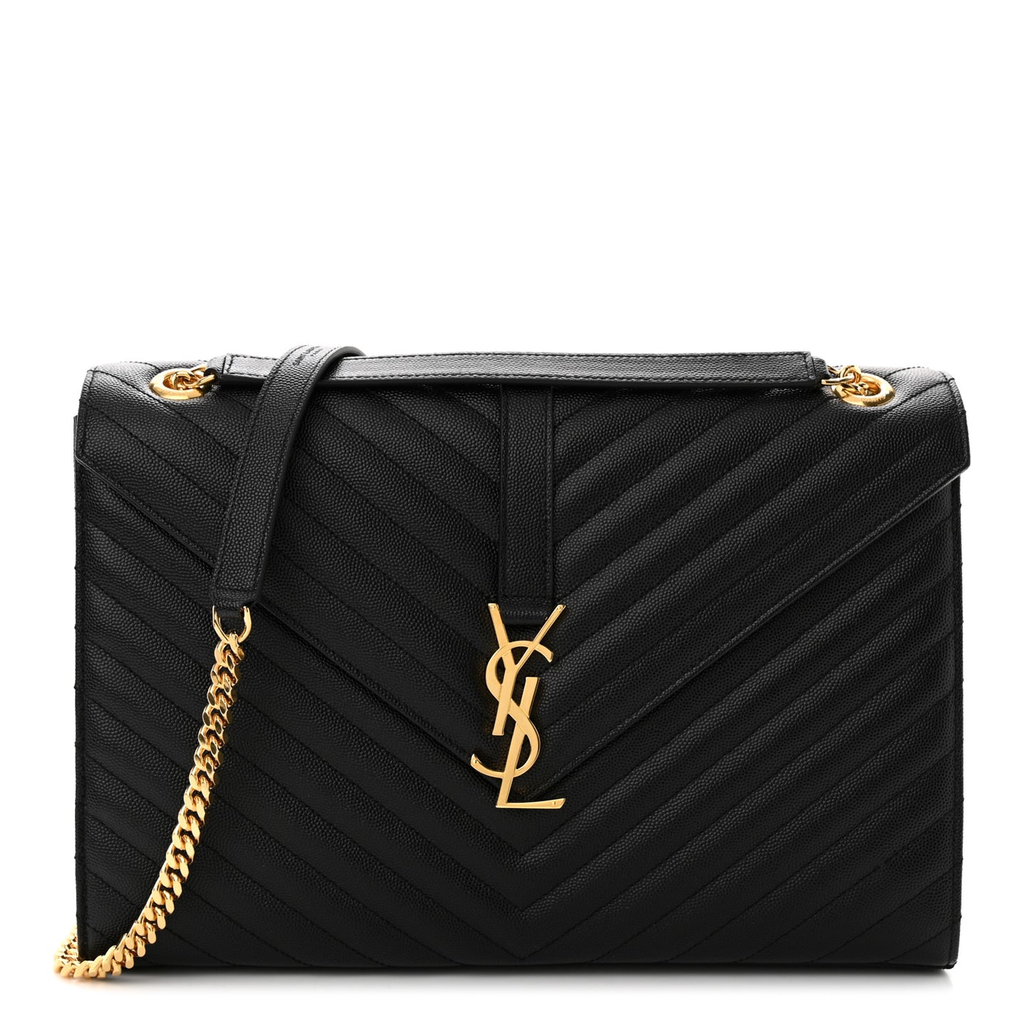 Grain De Poudre Matelasse Chevron Large Monogram Satchel Black