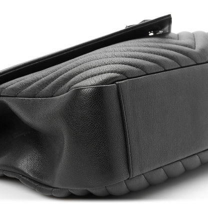 Saint Laurent Sheepskin Matelasse Chevron Monogram Monochrome Large College Satchel Black 10 of 10
