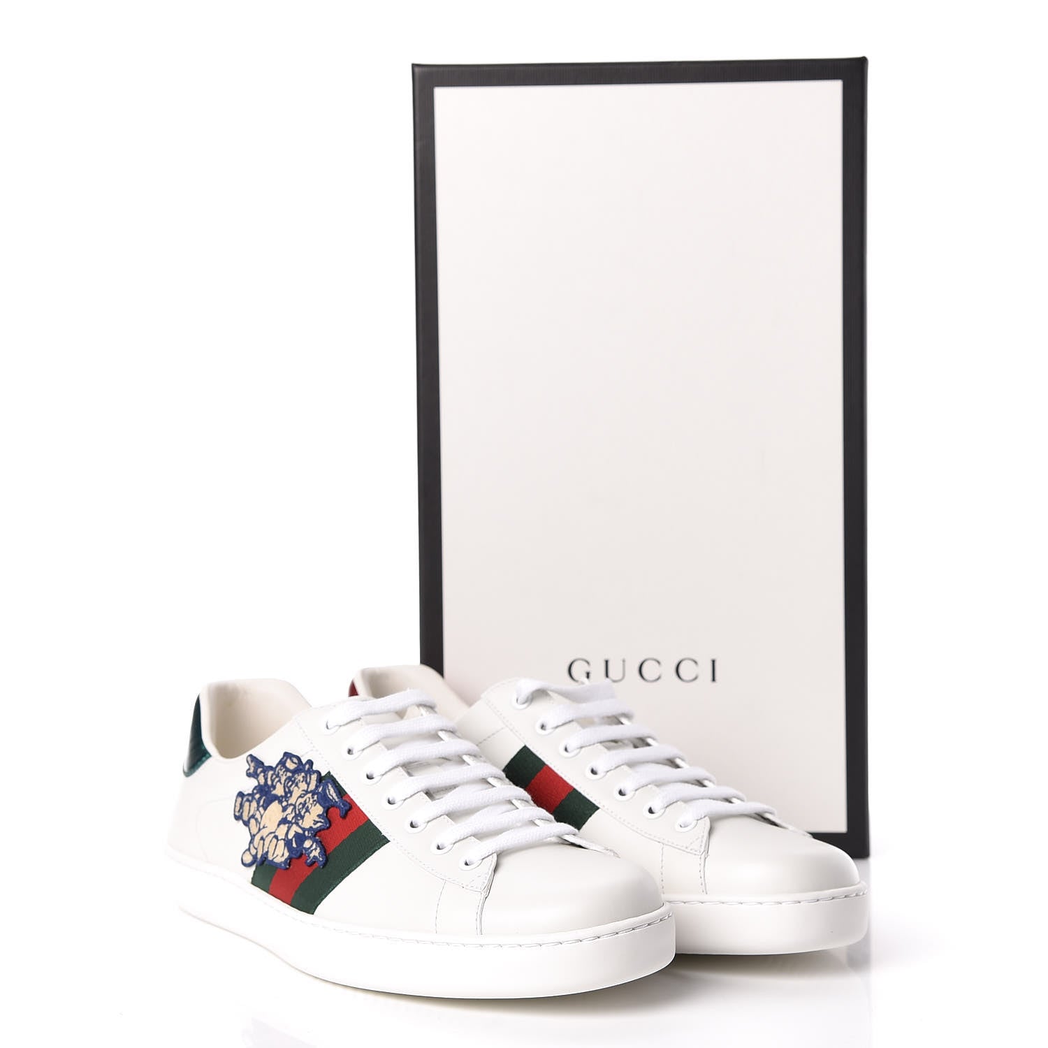 Gucci X DISNEY Calfskin Web Three Little Pigs Embroidered Mens Ace Sneakers 9.5 White Red Green 11 of 11