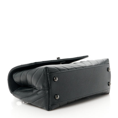 Chanel Caviar Chevron Quilted Mini Coco Handle Flap So Black 4 of 13