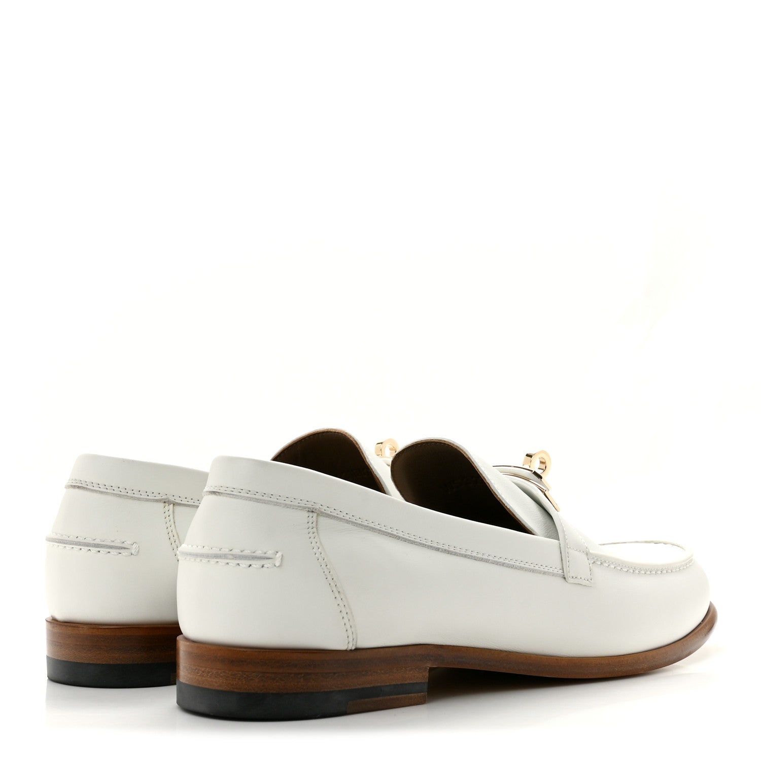 Hermes Calfskin Womens Destin Loafers 38 White 5 of 9