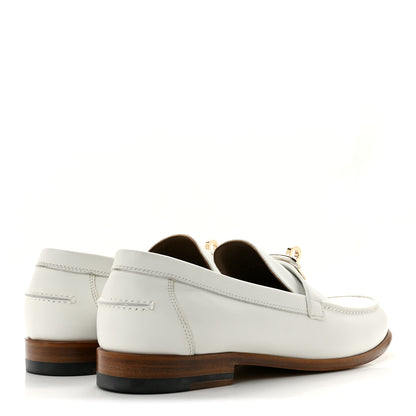 Hermes Calfskin Womens Destin Loafers 38 White 5 of 9