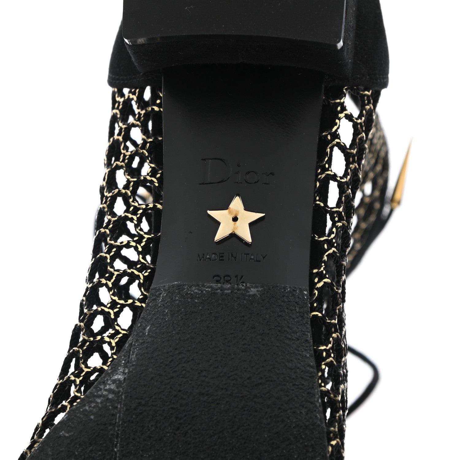Christian Dior Suede Laminated Resille Naughtily-D 30mm Ankle Boots 38.5 Black Gold 6 of 10