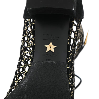 Christian Dior Suede Laminated Resille Naughtily-D 30mm Ankle Boots 38.5 Black Gold 6 of 10