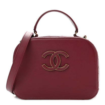 Chanel Shiny Calfskin Goatskin Quilted Small Coco Curve Vanity Burgundy 1 of 9