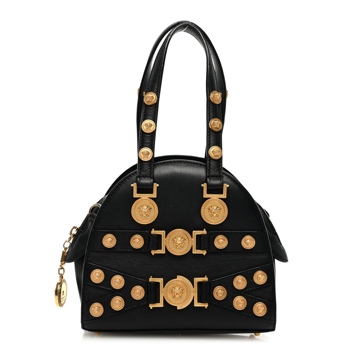 Calfskin Small Medallion Tribute Bowling Bag Black