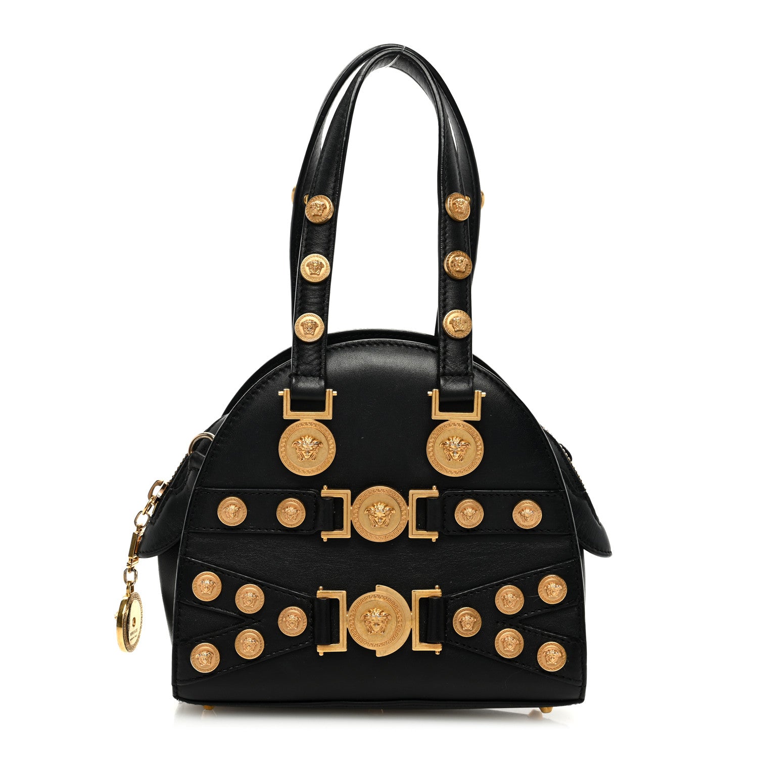 Versace Calfskin Small Medallion Tribute Bowling Bag Black 1 of 10