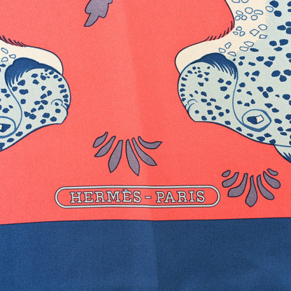 Hermes Silk Les Leopards Scarf 90 Bleu Multicolor 2 of 4