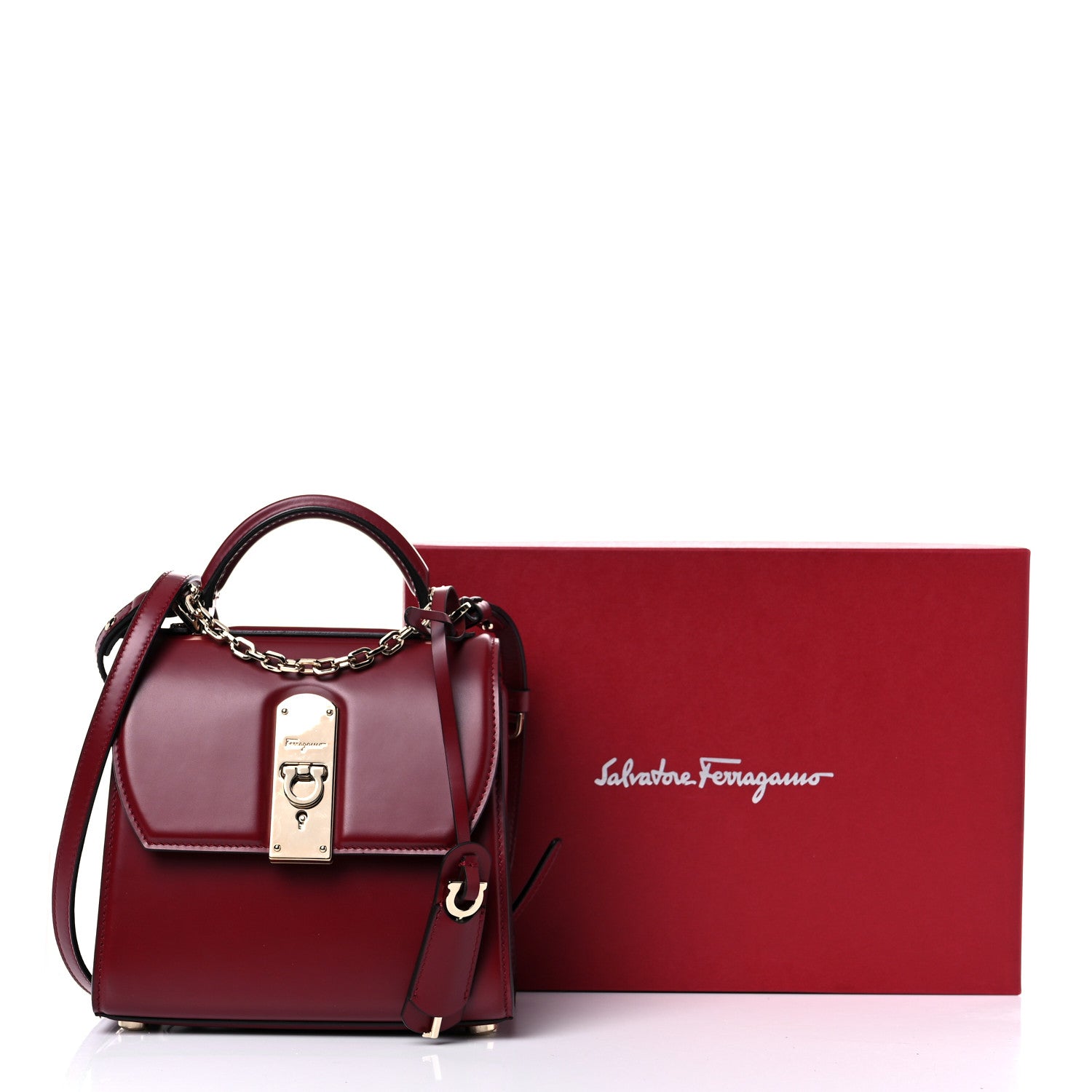 Salvatore Ferragamo Smooth Calfskin Mini Boxyz Red 12 of 12