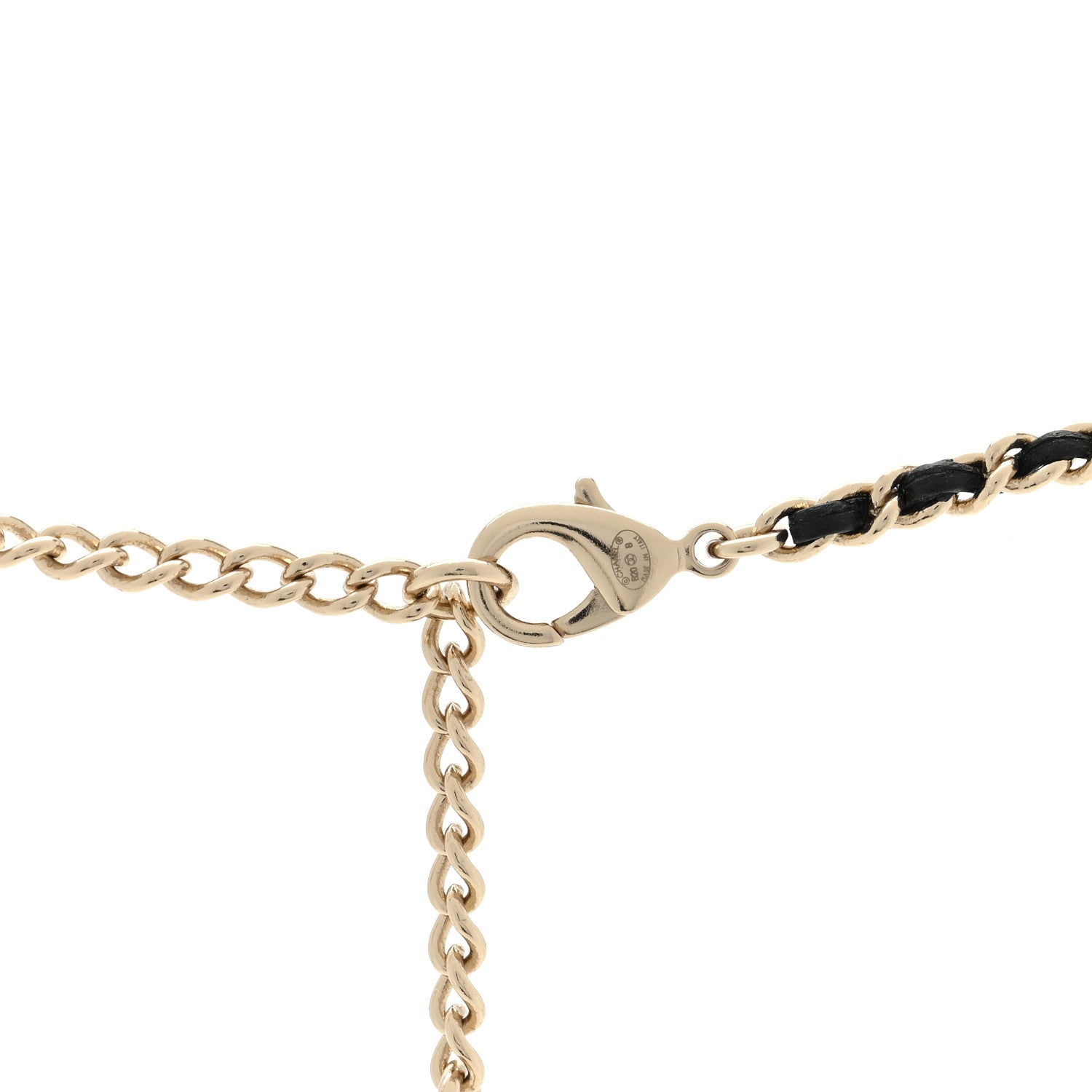 Chanel Pearl Crystal Lambskin Chain CC Short Necklace Black Gold 3 of 3