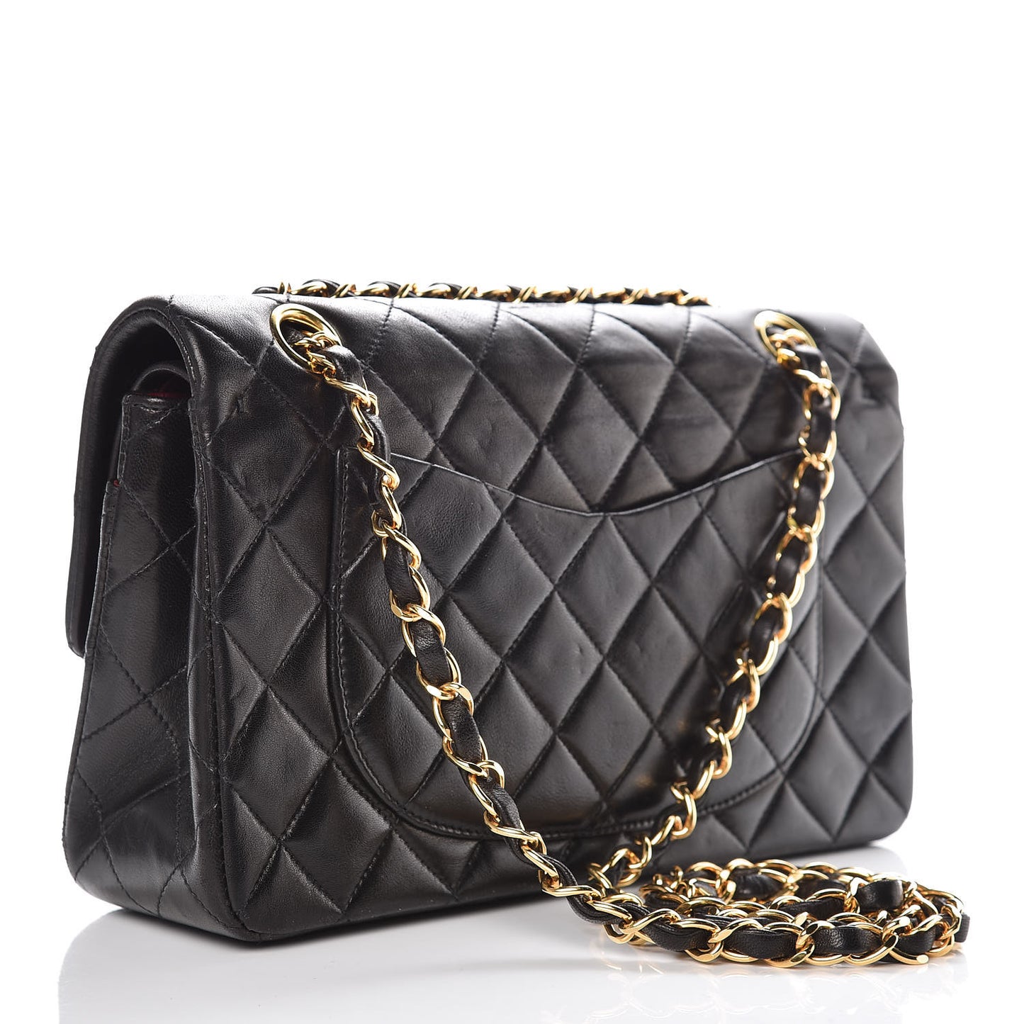 Lambskin Quilted Small Double Flap Black