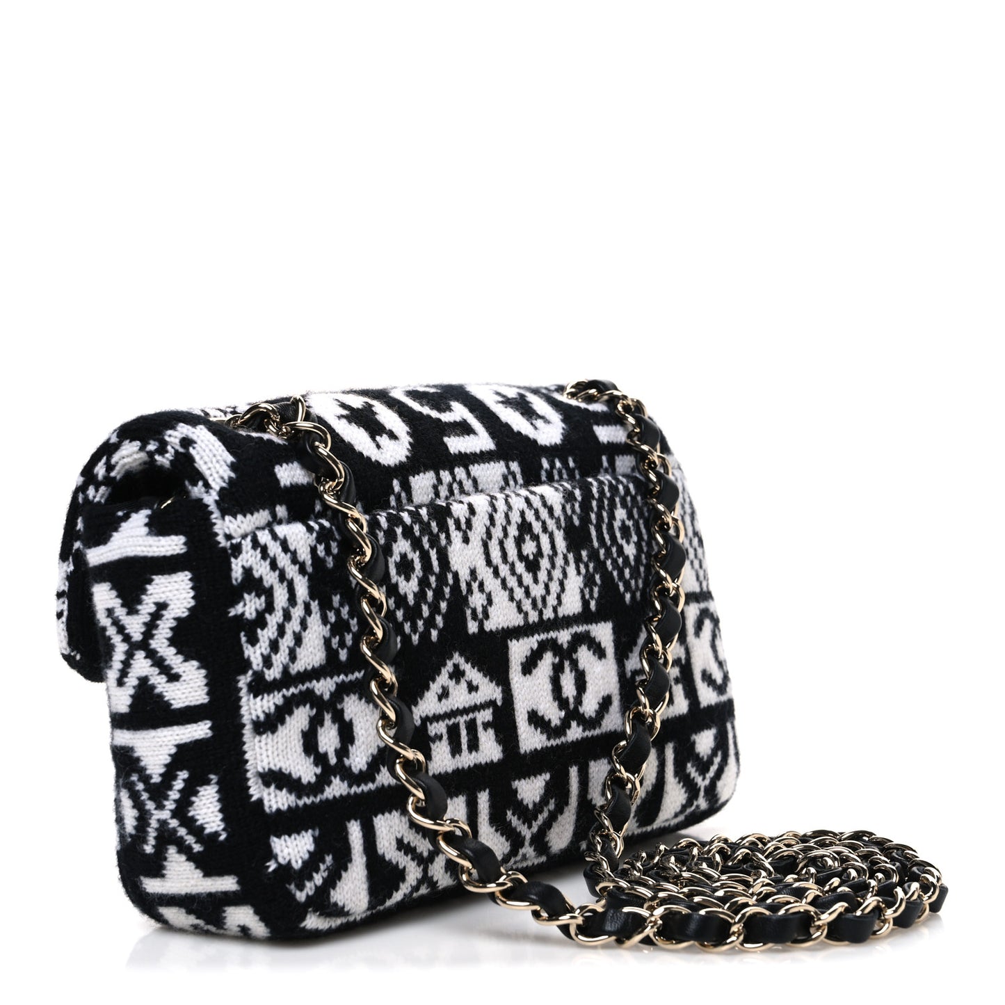 Cashmere Knit Coco Neige Flap Black White